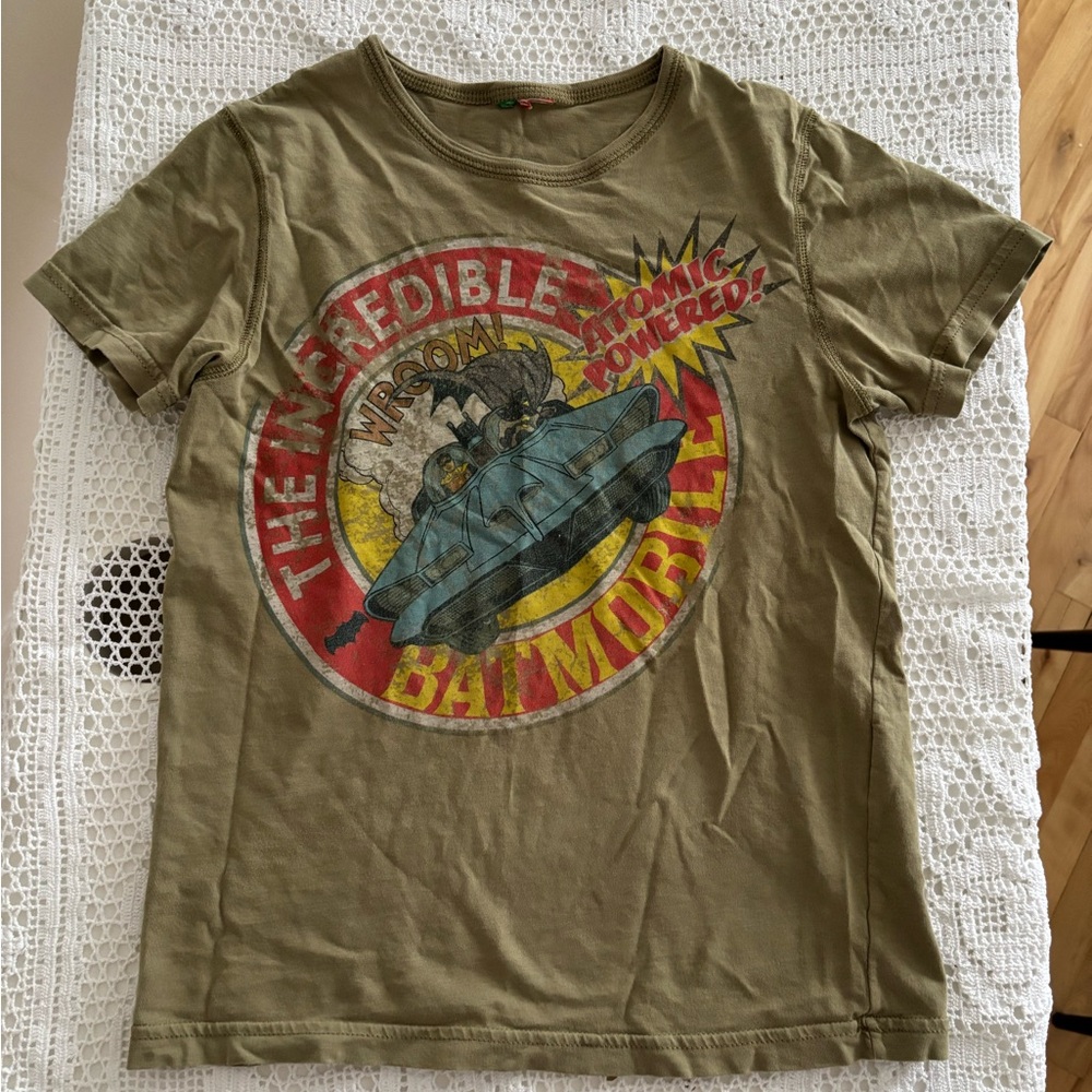 Vintage Benetton Batman Graphic Tee Olive Green